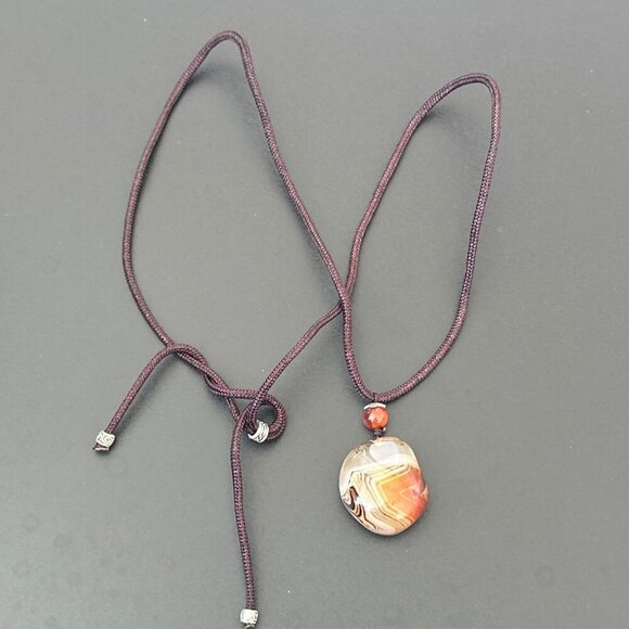 Natural Stone Pendant Slider Necklace boho - Picture 2 of 3